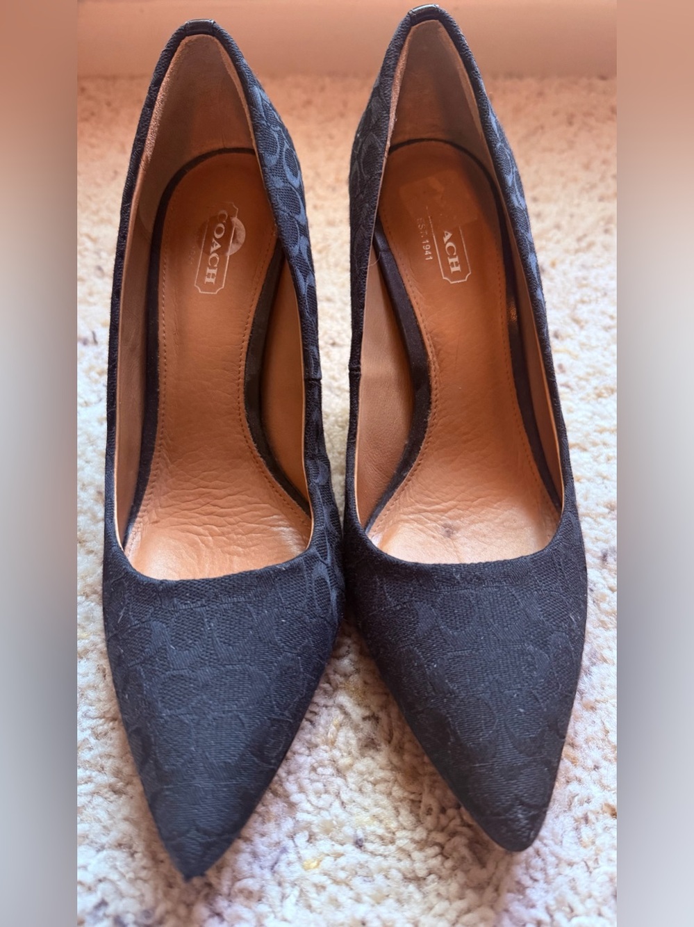 Coach Black Coach Signature Pointed-Toe Pumps